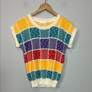 Vintage 80’s Devon Colorful‎ Knit Women's Top